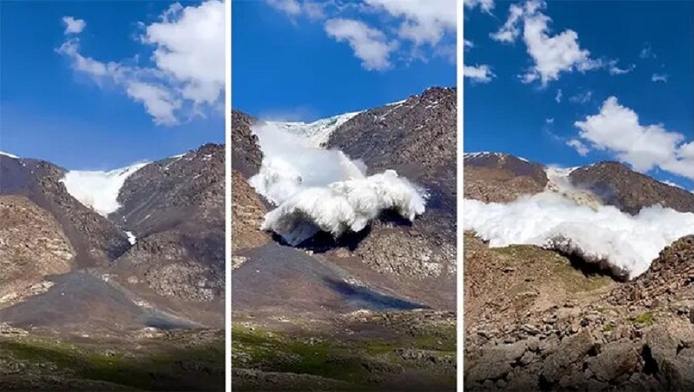 Impresionante vídeo: 10 turistas salvan la vida en una avalancha en un glaciar en Kirguistán