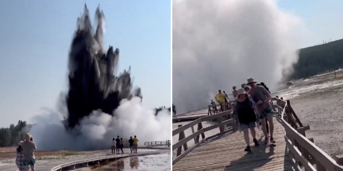 Una gran explosión hidrotermal en Yellowstone obliga a los turistas a salir corriendo