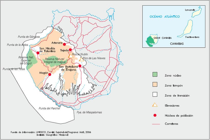 Área de la Reserva de la Biosfera de Gran Canaria. Imagen de Página oficial de Red Española de Reservas de la Biosfera.