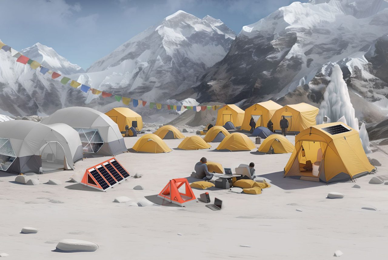 Simulación del primer Campo Base sostenible del Monte Everest, por The NeverRest Project