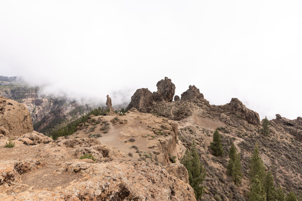 Sendero de llegada al Roque Nublo, desde la cima. Fotografía: Júlia Miralles Larrègola