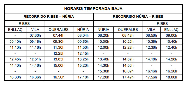 Horarios Ferrocarrils 