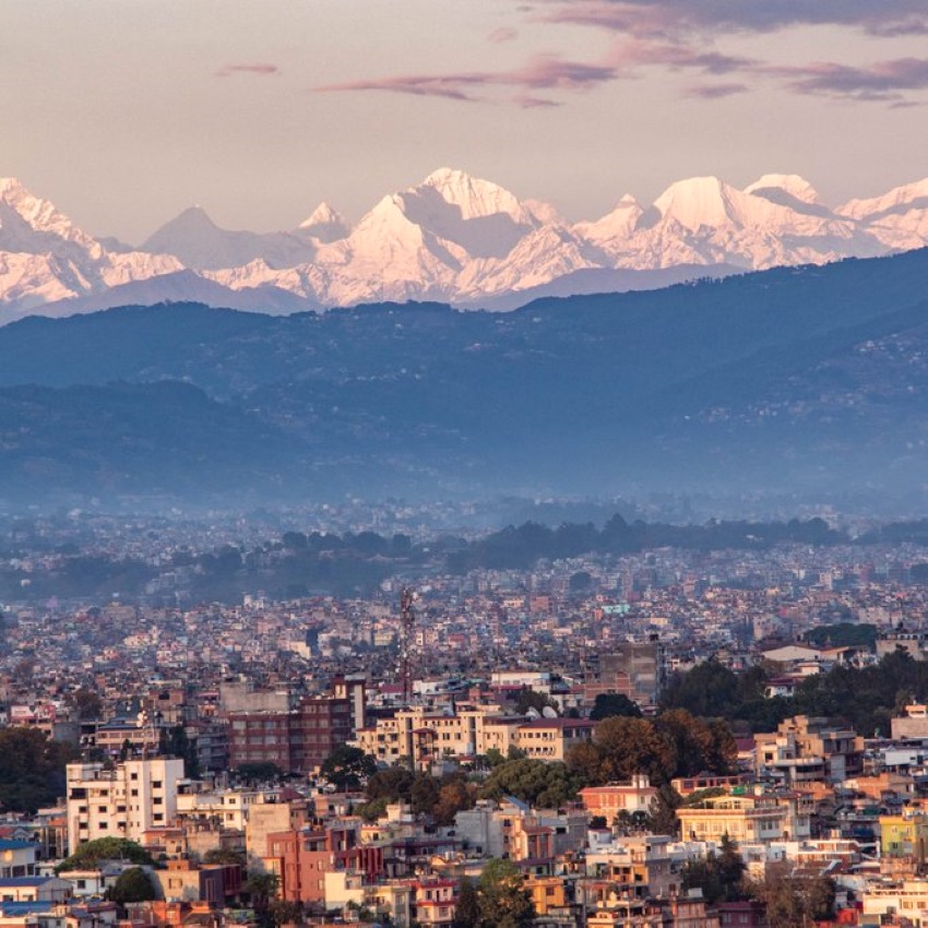 Vista de la Cordillera del Himalaya desde el Everest