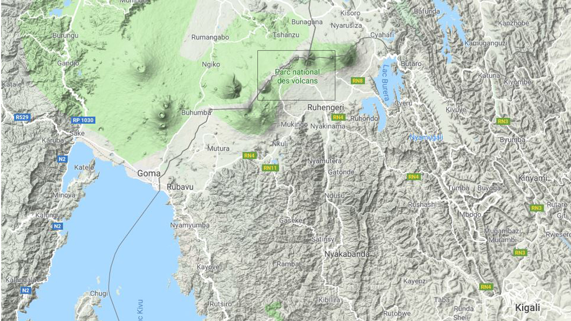 Mapa situación Ruanda. Crédito Google