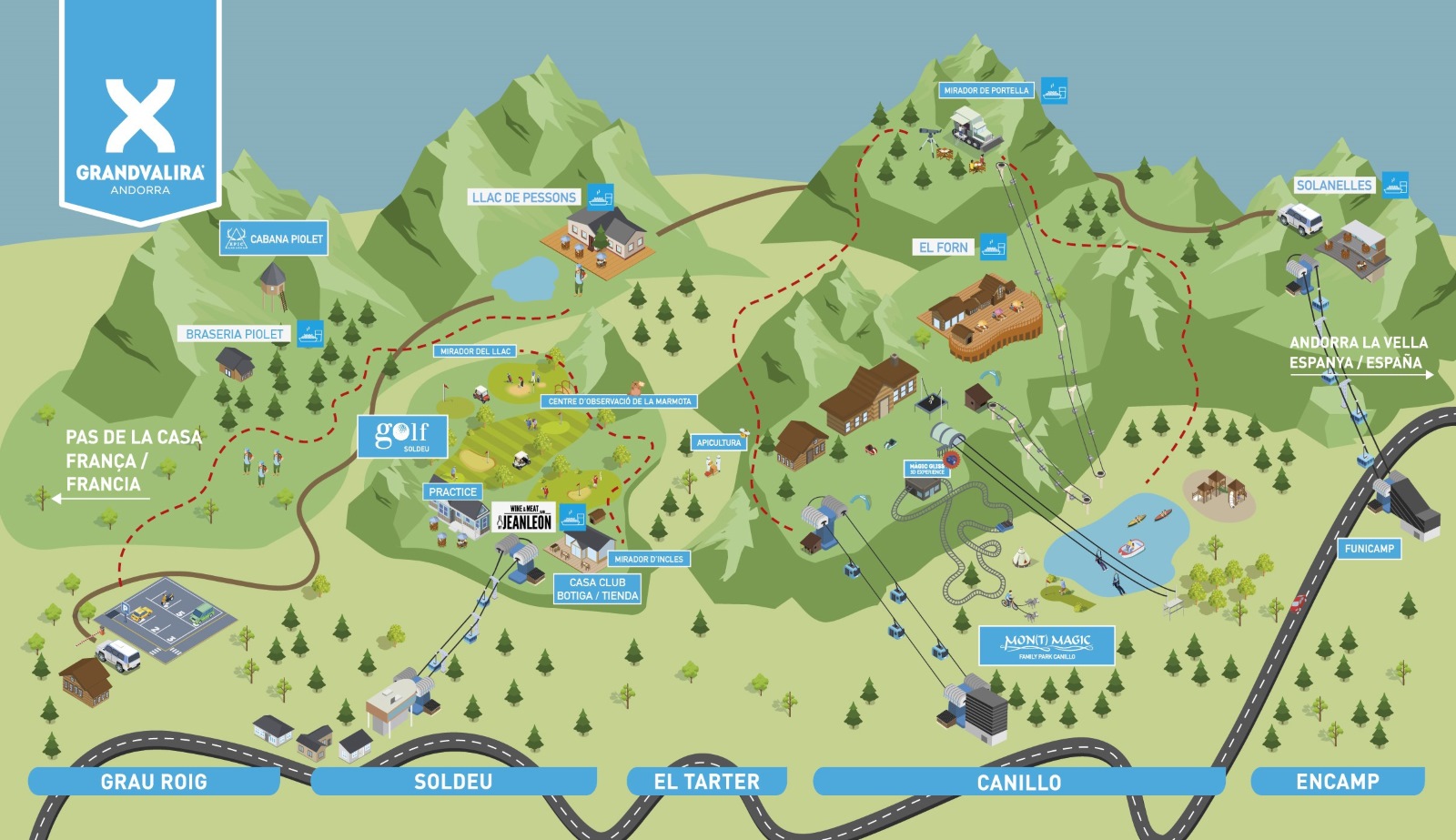 Mapa de verano de Grandvalira