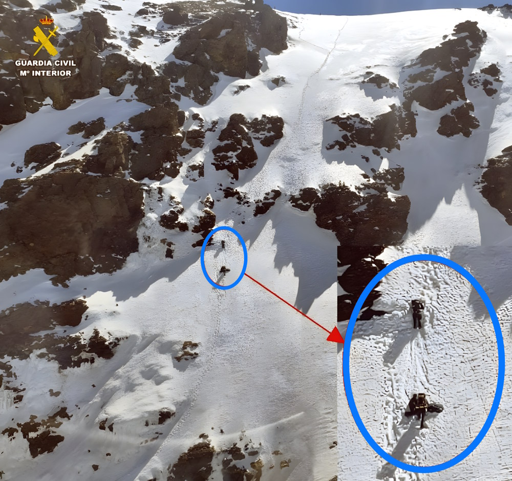 detalle del rescate y localización de los montañeros. (Imagen fuente: Guardia Civil)