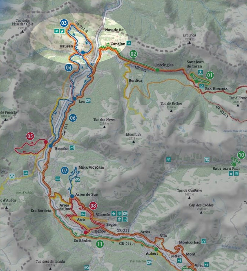 Mapa de la ruta Bausén - Fageda de Carlac